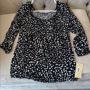 Michael Kors Black and White Patterned Blouse